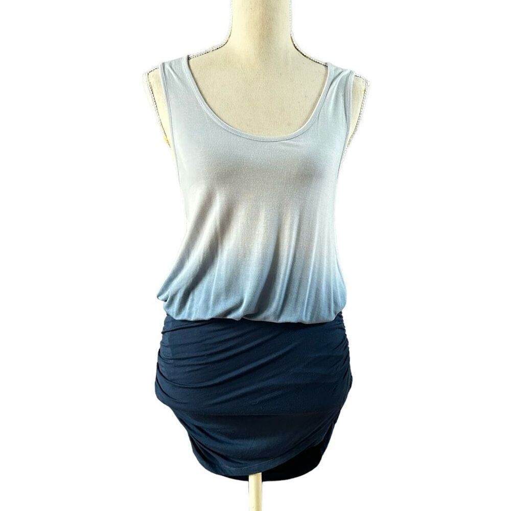 Young Fabulous & Broke Blue Ombré Ruched Racer Back Mini Dress XS